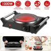 1000W Electric Single Burner Portable Heating Hot Plate Stove Countertop RV Hotplate with 5 Temperature Stepless Adjustments Portable Handles