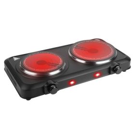 1800W Electric Double Burner Portable Heating Hot Plate Stove Countertop RV Hotplate with 5 Temperature Stepless Adjustments Portable Handles