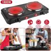 1800W Electric Double Burner Portable Heating Hot Plate Stove Countertop RV Hotplate with 5 Temperature Stepless Adjustments Portable Handles