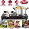 1800W Electric Double Burner Portable Heating Hot Plate Stove Countertop RV Hotplate with 5 Temperature Stepless Adjustments Portable Handles