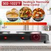1800W Electric Double Burner Portable Heating Hot Plate Stove Countertop RV Hotplate with 5 Temperature Stepless Adjustments Portable Handles