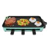 1500W Electric Indoor Grill 2 in 1 Electric BBQ Gill with Grill Net Removable Plate 5 Temperature Control 3 Small Trays Dishwasher Safe