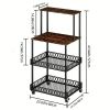 4 Tier Kitchen Baker Rack Coffee Bar Station Microwave Oven Stand Rustic Brown Storage Shelf for Spices Pots Pans Utility Organizer Freestanding Shelv