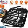 Stainless Steel BBQ Grill Tool Kit Grilling Utensil Accessories w/ Spatula Tongs Fork KnifeBrush Pepper Salt Shaker Bottle Grilled Skewers Corn Need