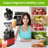 Cold Press Juicer Machine 300W Electric Slow Masticating Juicer for Whole Vegetable and Fruit with Reverse Function 2 Containers Cleaning Brush Clear