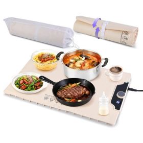 Food Warming Mat 23.6X15.8In 300W Fast Heating Electric Silicone Food Warmer With 14 Temp Levels 10Hrs Timer Settings Roll-Up Portable Hot Plates Heat
