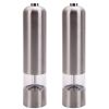 2pcs Stainless Steel Electric Automatic Pepper Mills Salt Grinder Silver