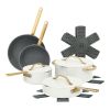 Beautiful 12-Piece Ceramic Nonstick Cookware Set with Strainer Lids – White Icing by Drew Barrymore