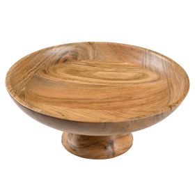 Wooden Fruit Bowl Large Serving Platter for Dessert Round Shaped Serving Bowl for Cake Snacks Acacia Wood Bowls for Centrepiece Wedding Natural 12 x2
