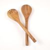 Acacia Salad Servers 11 Inch Wooden Spoon Handcrafted Kitchen Utensils for Mixing Tossing Cooking 2 Piece Set Natural