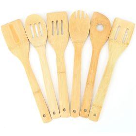 6Pc Bamboo Wooden Spoons and Spatula Set - Nonstick Cookware Kitchen Tools