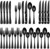 24-Piece Black Silverware Set with Steak Knives, Flatware for 4,