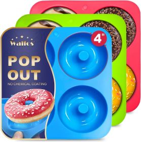 Full Size Silicone Donut Mold - 4 Inch Big Size Silicone Doughnut Pan Set, Non-Stick, Just Pop Out! Heat Resistant, BPA FREE and Dishwasher Safe