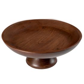 Wooden Fruit Bowl Large Serving Platter for Dessert Round Shaped Serving Bowl for Cake Snacks Acacia Wood Bowls for Centrepiece Wedding Walnut 12 x2 i