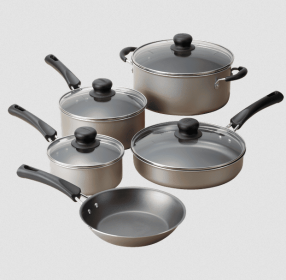 Tramontina 9-Piece Non-Stick Cookware Set, Champagne