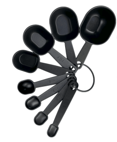 Mainstays 8-Piece Kitchen Measuring Cup & Spoon Set, Raised Measurements, Black, Polypropylene