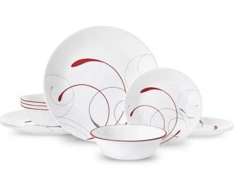 Corelle Splendor, White and Red Round 12-Piece Dinnerware Set