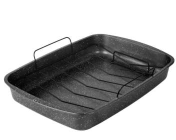 Mainstays Rectangle 18.9" Non-Stick Carbon Steel Grey With Speckle Roaster Pan & Wire Rack Gauge on 0.5 mm Thickness