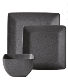 Better Homes & Gardens Anderson Grey Square-Shaped Stoneware 12-Piece Dinnerware Set