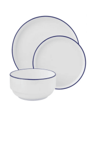 Mainstays 12-Piece Blue Rim Stoneware Dinnerware Set