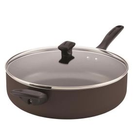 Dishwasher Safe Nonstick 6 Quart Jumbo Cooker Chef's Pan / Saute Pan with Tempered Glass Lid and Helper Handle, Black