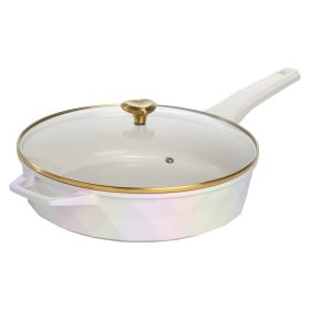 4 Quart Cast Aluminum Jumbo Cooker, White Rainbow Iridescent