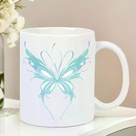 Elegant Butterfly Ceramic Coffee Mug Durable Reusable And Available in Bowl Maker Clear | White with Cyan Butterfly