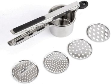 Duty Stainless-Steel Masher & Ricer Tool for Fluffy Mashed Potatoes, Baby Food & Vegetables - Ergonomic Anti-Slip Handles, Dishwasher Safe