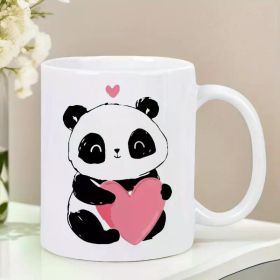 Cute Panda Ceramic Coffee Mug with Pink Heart Design Durable Reusable And Clear with Bowl Maker | The Perfect