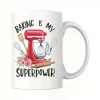 11oz Ceramic Coffee Mug - 'Baking is My Superpower' Funny Kitchen-Themed Design with Red Stand Mixer & Whisk,