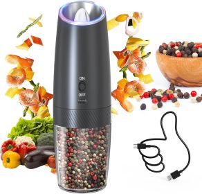 Gravity Electric Pepper Grinder Rechargeable Salt Grinder Pepper Griner Mill Electric with LED Light, No Battery Needed, Adjustable Coarseness