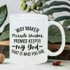 Inspirational Ceramic Coffee Mug - "Way Maker Miracle Worker" Design, Reusable & Insulated, Hand-Wash Only,