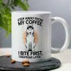 1pc, 11oz Funny Siberian Husky Ceramic Mug - 'Step Away from My Coffee, I Bite First' Design - Microwave & Oven Safe