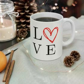 11oz Ceramic Love Mug with Heart Design – Microwave Safe