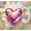 1pc 11oz Ceramic Mug with Vibrant 3D Pink & Golden Heart Design – Microwave Safe, Hand Wash Only, Perfect for