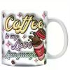 1pc 11oz Ceramic Coffee Mug with "Coffee is My Love Language" Design - Microwave &