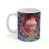 1pc 11oz Vibrant Beach Landscape Ceramic Mug – 3D Printed Design, Microwave & Dishwasher Safe, Perfect for Coffee or