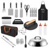 31Pcs Griddle Accessories Kit Flat Top Grill Accessories For Camp Chef with Spatulas Griddle Press Basting Cover Spice Shakers Vegetable Forks Steel S