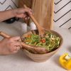 Acacia Salad Servers 11 Inch Wooden Spoon Handcrafted Kitchen Utensils for Mixing Tossing Cooking 2 Piece Set Natural