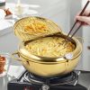 Golden 304 stainless steel deep fryer with built-in rotating thermometer (20cm, 24cm, 28cm)