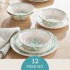 12-Piece Stoneware Dinnerware Set, Green
