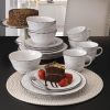 Trellis White 16-Piece Stoneware Dinnerware Set