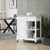 HOMCOM Rolling Kitchen Island, White, with Open Shelf & Storage Drawer