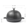 HAWOK Cast Iron Bread Cloche, Dia.7.8inch/20cm, Sourdough Baking Pan Pre-seasoned Black
