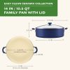 Easy Clean 14 Inch Ceramic Nonstick Large Family Pan / Saute Pan with Glass Lid, 10.5 Quart Capacity, Dishwasher Safe, Blue