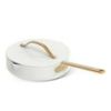 Beautiful 12-Piece Ceramic Nonstick Cookware Set with Strainer Lids – White Icing by Drew Barrymore