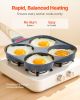 Egg Pan, 4-Cup Nonstick Egg Frying Pan, Aluminum Breakfast Omelette Skillet for Pancakes, Hamburgers, Sandwiches, with Lid, Oil Brush, Scraper