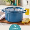 5-Quart Enameled Cast Iron Dutch Oven Pot with Lid, Blue