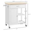 HOMCOM Rolling Kitchen Island, White, with Open Shelf & Storage Drawer