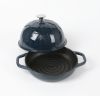 HAWOK Cast Iron Bread Cloche, Dia. 7.8inch/20cm, Sourdough Baking Pan Enameled Navy Blue